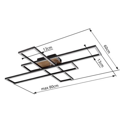 Globo - LED Плафониера LED/40W/230V 3000K 60x80 см черен
