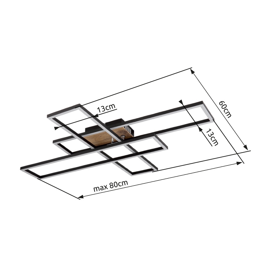 Globo - LED Плафониера LED/40W/230V 3000K 60x80 см черен