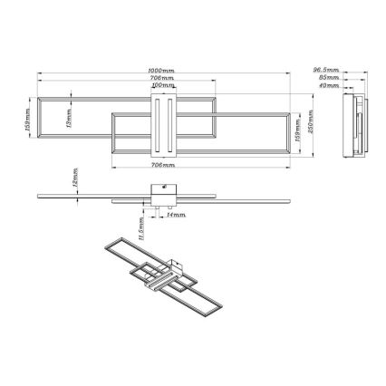 Globo - LED Плафониера LED/40W/230V 3000K 25x100 см черен