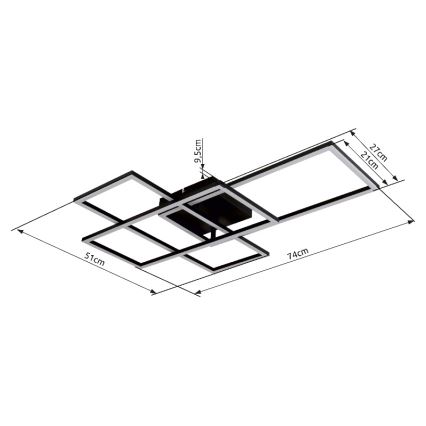 Globo - LED Димируем плафон LED/40W/230V 2700-6500K 51x74 см Wi-Fi Tuya + дистанционно управление