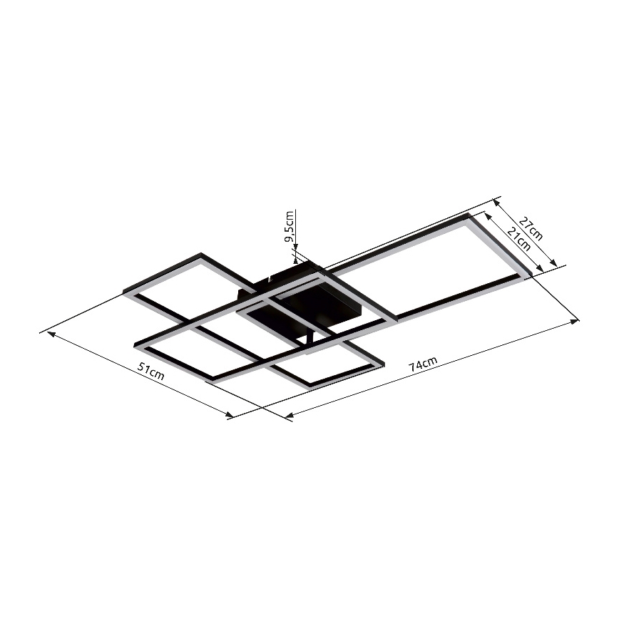 Globo - LED Димируем плафон LED/40W/230V 2700-6500K 51x74 см Wi-Fi Tuya + дистанционно управление
