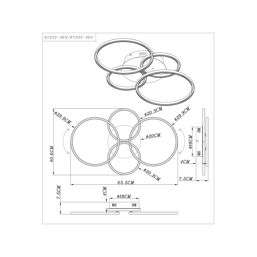 Globo - LED Повърхностен полилей LED/40W/230V