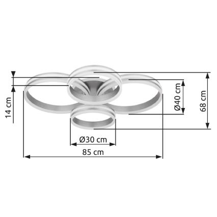 Globo - LED регулируемо таванно осветително тяло LED/90W/230V 2700-6000K 68x85 см + дистанционно управление