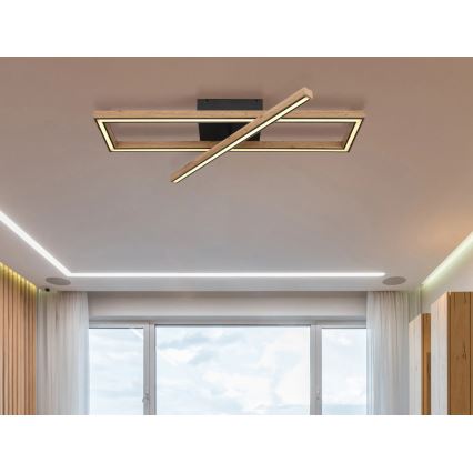 Globo 67287D1 - LED таванно осветително тяло MANDERA, LED 36 W, 230 V, 20 x 80 см, кафяво