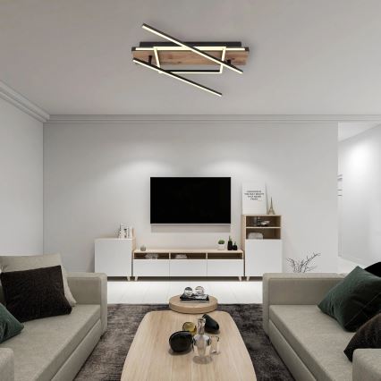 Globo 67299D3 - LED таванен плафон COLLI LED/40W/230V 88x120 см бежово/черно