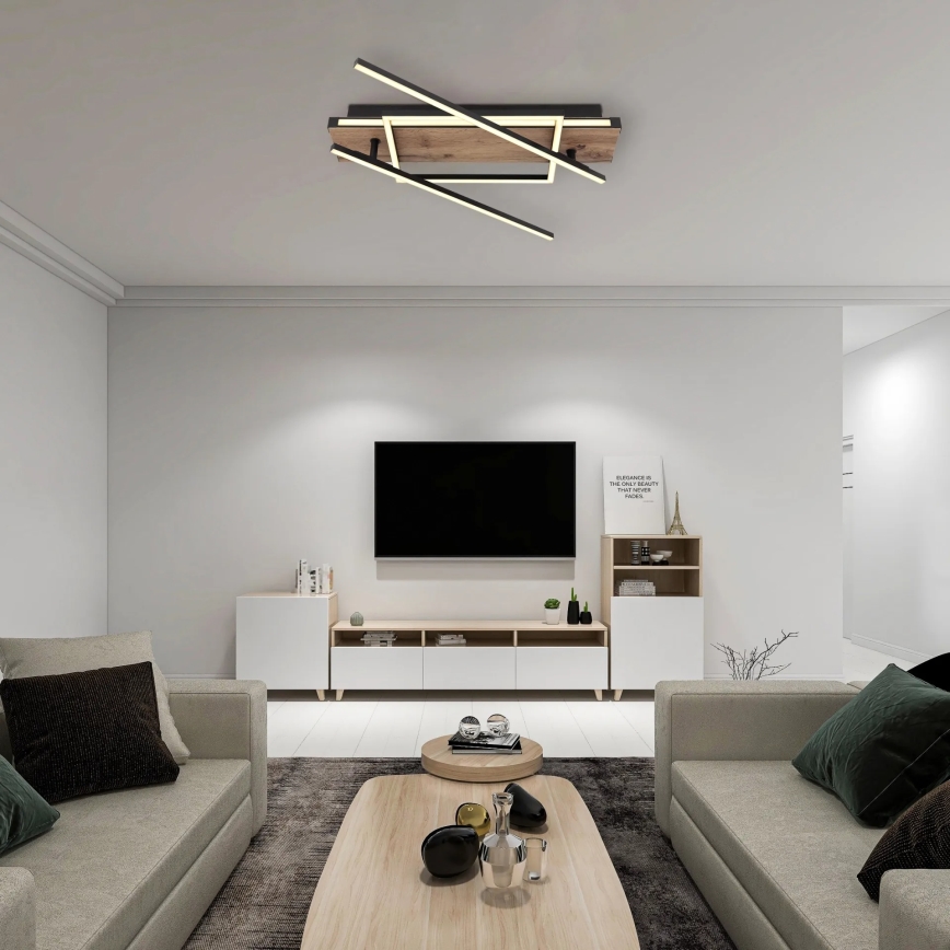 Globo 67299D3 - LED таванен плафон COLLI LED/40W/230V 88x120 см бежово/черно