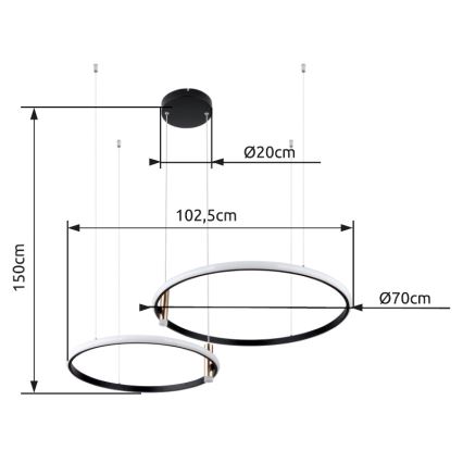 Globo - LED Димируем пендел LED/55W/230V 2700-6000K черен + дистанционно управление