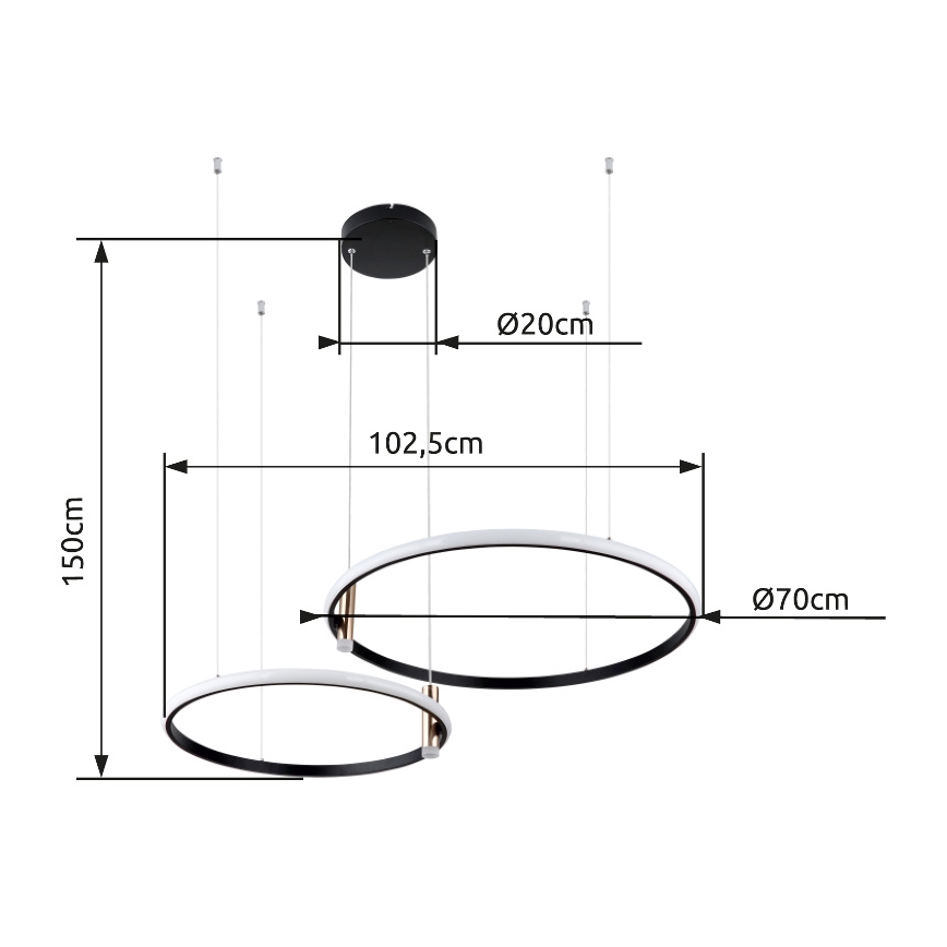 Globo - LED Димируем пендел LED/55W/230V 2700-6000K черен + дистанционно управление