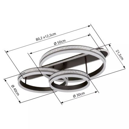 Globo - LED Димируем плафон LED/75W/230V 2700K-6000K + дистанционно управление
