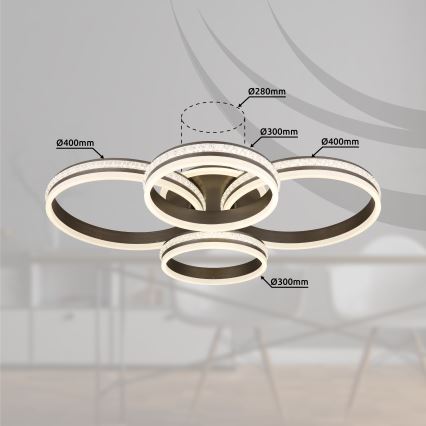 Globo - LED Димируем плафон LED/90W/230V 2700K-6000K + дистанционно управление