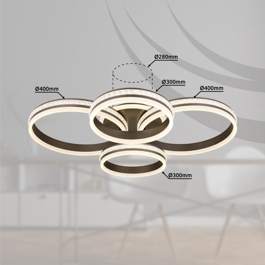 Globo - LED Димируем плафон LED/90W/230V 2700K-6000K + дистанционно управление