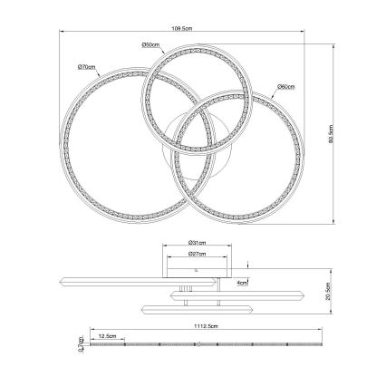 Globo - LED димируема таванна лампа LED/72W/230V 2700-6000K 50x75 cm + дистанционно управление