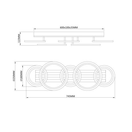 Globo - LED таванно осветително тяло LED/34W/230V 3000/4200/600K 25x74,5 cm