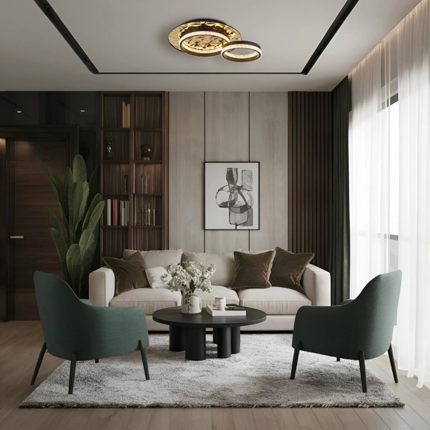 Globo - LED Плафониера LED/24W/230V 3000K 40x50,5 см черен/златист