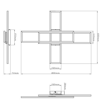 Globo - LED таванно осветително тяло LED/55W/230V 3000K 80x60 cm