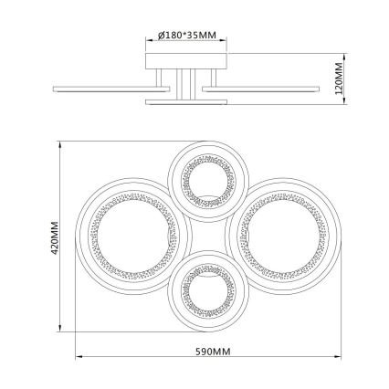 Globo - LED таванно осветително тяло LED/54W/230V 3000/4200/6000K 59x42 см