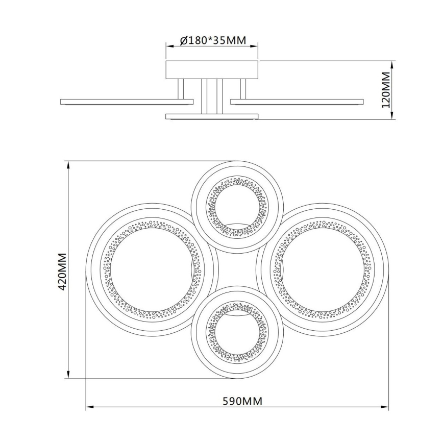 Globo - LED таванно осветително тяло LED/54W/230V 3000/4200/6000K 59x42 см