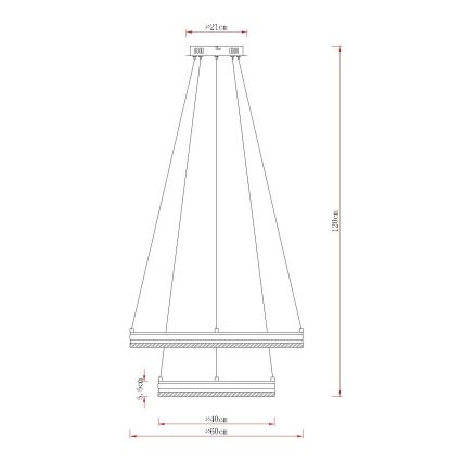 Globo - LED полилей на кабел с възможност за димиране LED/60W/230V 2700-6000K + дистанционно управление