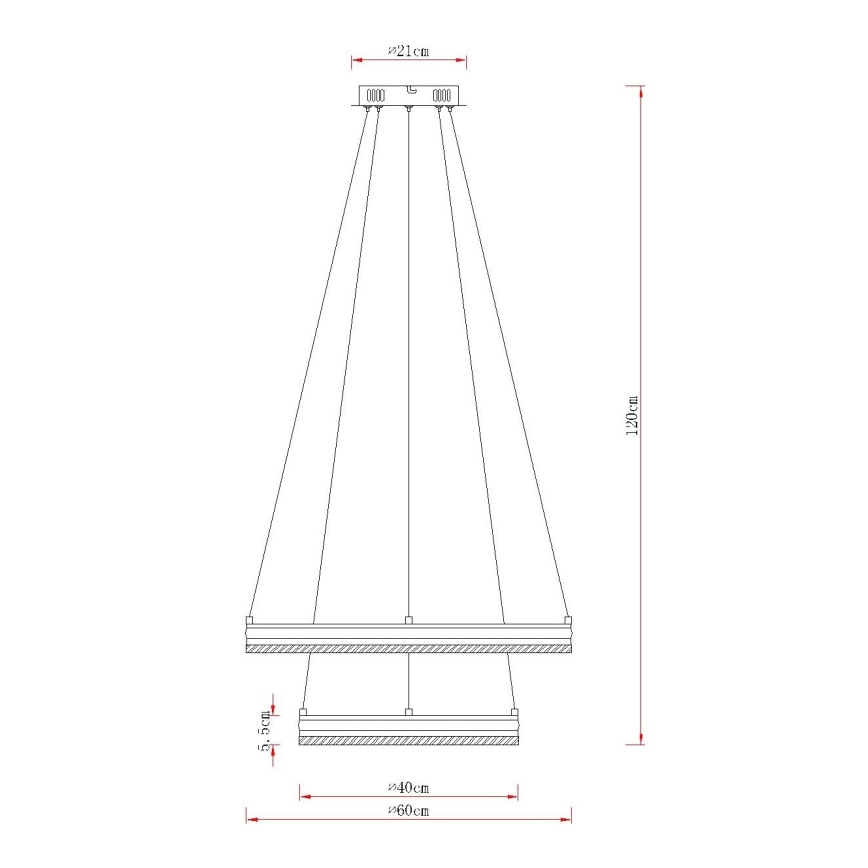 Globo - LED полилей на кабел с възможност за димиране LED/60W/230V 2700-6000K + дистанционно управление