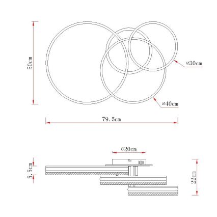 Globo - LED димируемо таванно осветително тяло LED/72W/230V 2700-6000K сребристо + дистанционно управление