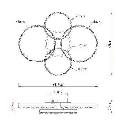 Globo - Димируемо LED таванно осветително тяло LED/90W/230V 2700-6000K сребристо + дистанционно управление