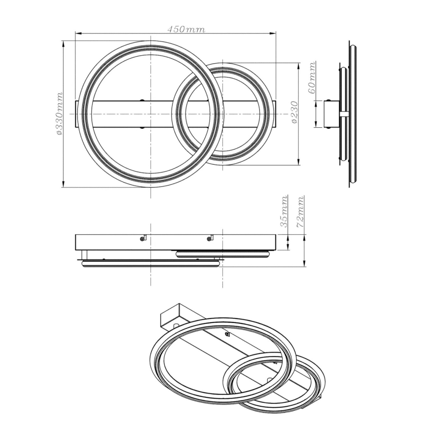 Globo - LED таванно осветително тяло LED/30W/230V 3000K 33x45 cm