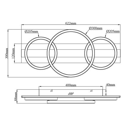 Globo - LED таванно осветително тяло LED/40W/230V 4000K 30x62,2 cm