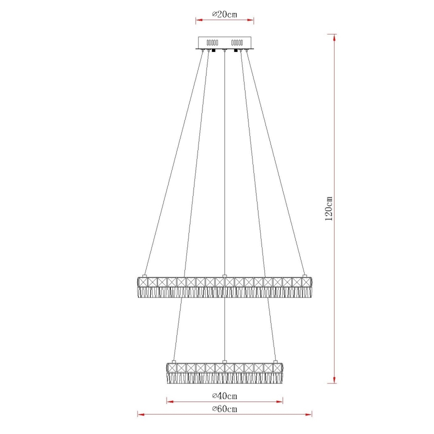 Globo - LED димируем полилей на кабел LED/60W/230V 2700-6000K прозрачен + дистанционно управление