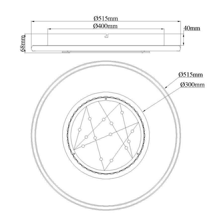 Globo - LED таванно осветително тяло LED/40W/230V 3000/4000/6000K Ø 51,5 cm черно