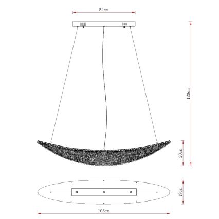 Globo - Димируем LED полилей на кабел LED/40W/230V 2700-6000K лъскав хром + дистанционно управление