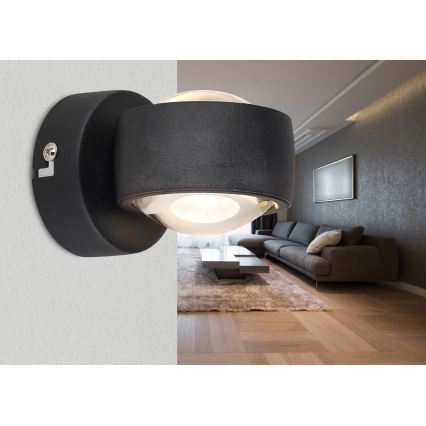 Globo - LED стенно осветително тяло LED/7W/230V 3000K черно