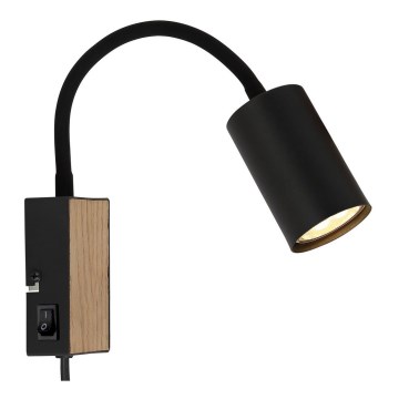 Globo - Гъвкава лампа 1xGU10/35W/230V черно/кафяво