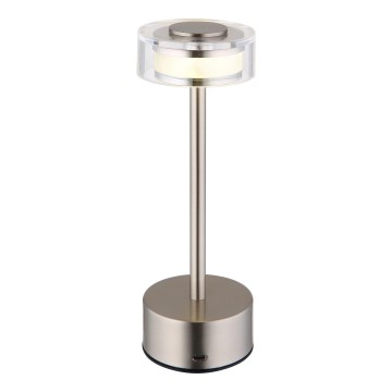 Globo - LED Димируема акумулаторна настолна сензорна лампа LED/2,5W/3,7V 2700/4000/6500K 1800mAh матов хром