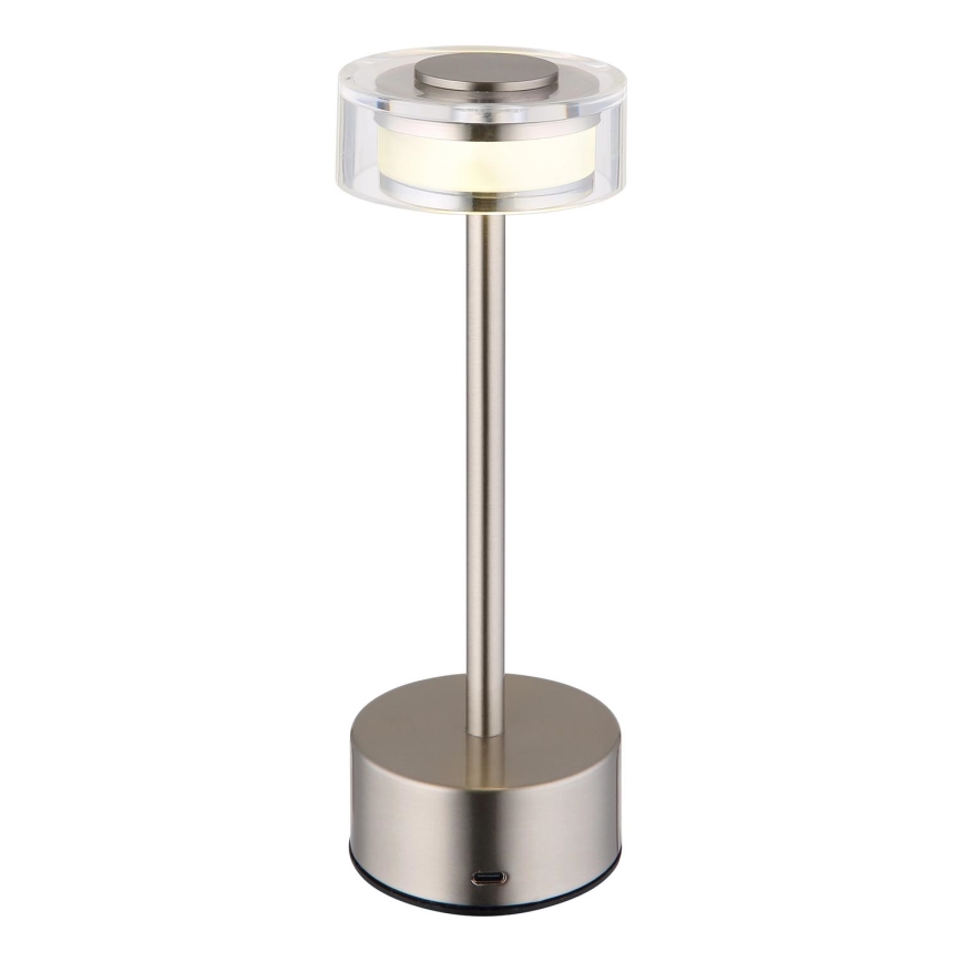 Globo - LED Димируема акумулаторна настолна сензорна лампа LED/2,5W/3,7V 2700/4000/6500K 1800mAh матов хром