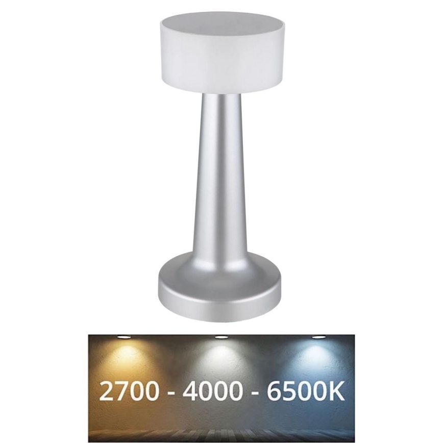 Globo - LED Димируема сензорна настолна лампа LED/1W/3,7V 2700K/4000K/6500K 800 mAh USB матов хром