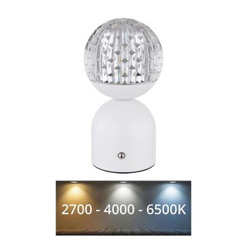 Globo - LED Димируема сензорна настолна лампа LED/2,5W/3,7V 2700/4000/65000K 1800 mAh USB бял