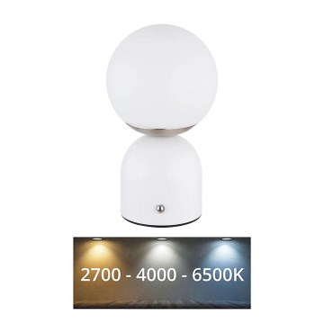Globo - LED Димируема сензорна настолна лампа LED/2,5W/3,7V 2700/4000/6500K 1800 mAh USB бял