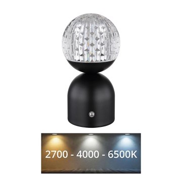 Globo - LED Димируема сензорна настолна лампа LED/2,5W/3,7V 2700/4000/6500K 1800 mAh USB черен