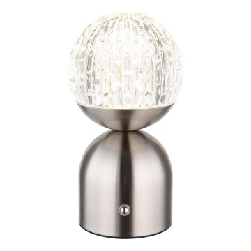 Globo - LED Димируема сензорна настолна лампа LED/2,5W/3,7V 2700/4000/6500K 1800 mAh USB матов хром