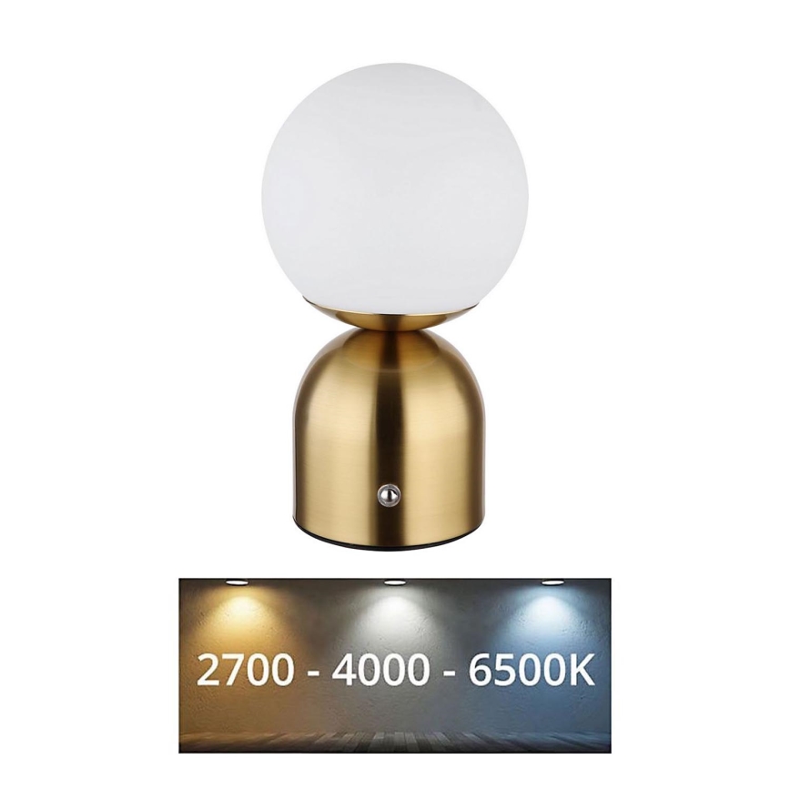 Globo - LED Димируема сензорна настолна лампа LED/2,5W/3,7V 2700K/4000K/6500K 1800 mAh USB месинг