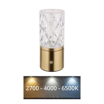 Globo - LED Димируема сензорна настолна лампа LED/2,5W/3,7V 2700K/4000K/6500K 1800 mAh USB златист