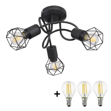 Globo - LED Полилей за повърхностен монтаж 3xE14/6W/230V черен