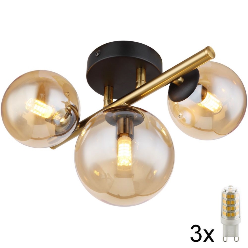 Globo - LED Полилей за повърхностен монтаж RIHA 3xG9/3,5W/230V месинг
