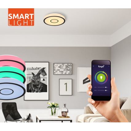 Globo - LED RGB Димируем плафон за баня LED/30W/230V IP44 Wi-Fi Tuya + дистанционно управление