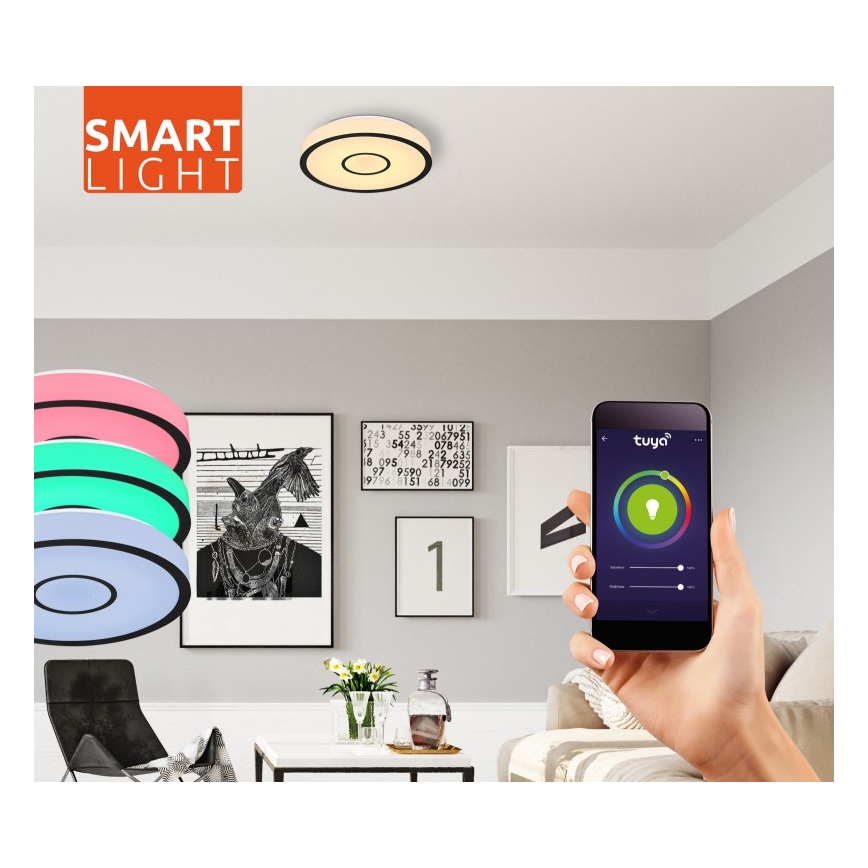 Globo - LED RGB Димируем плафон за баня LED/30W/230V IP44 Wi-Fi Tuya + дистанционно управление
