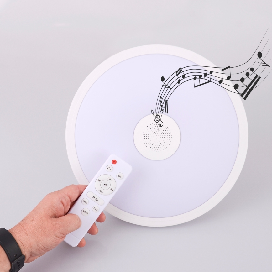 Globo - LED RGBW Димируема лампа за баня с високоговорител LED/18W/230V 3000-6500K IP44 + дистанционно управление