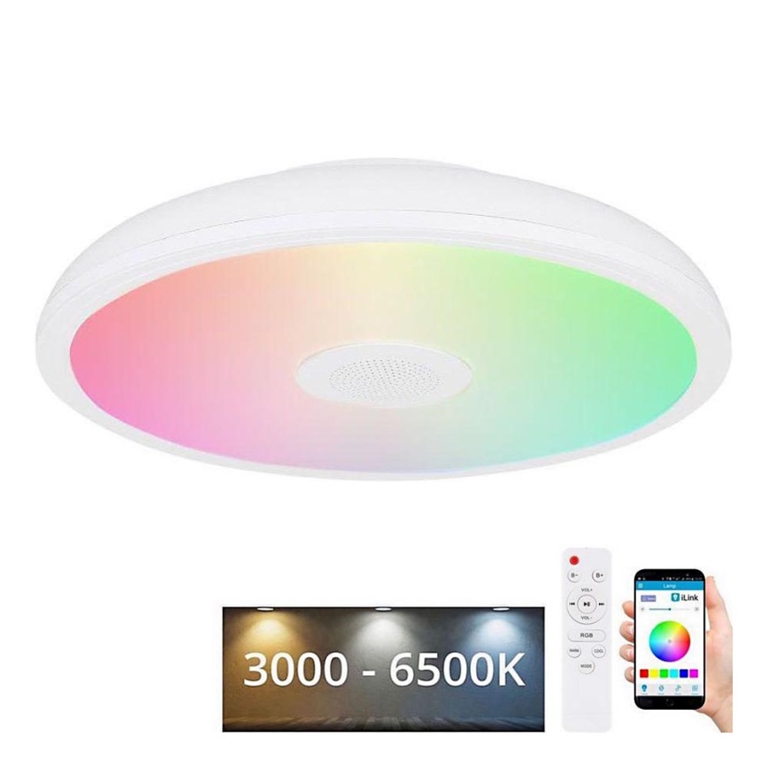 Globo - LED RGBW Димируема лампа за баня с високоговорител LED/18W/230V 3000-6500K IP44 + дистанционно управление