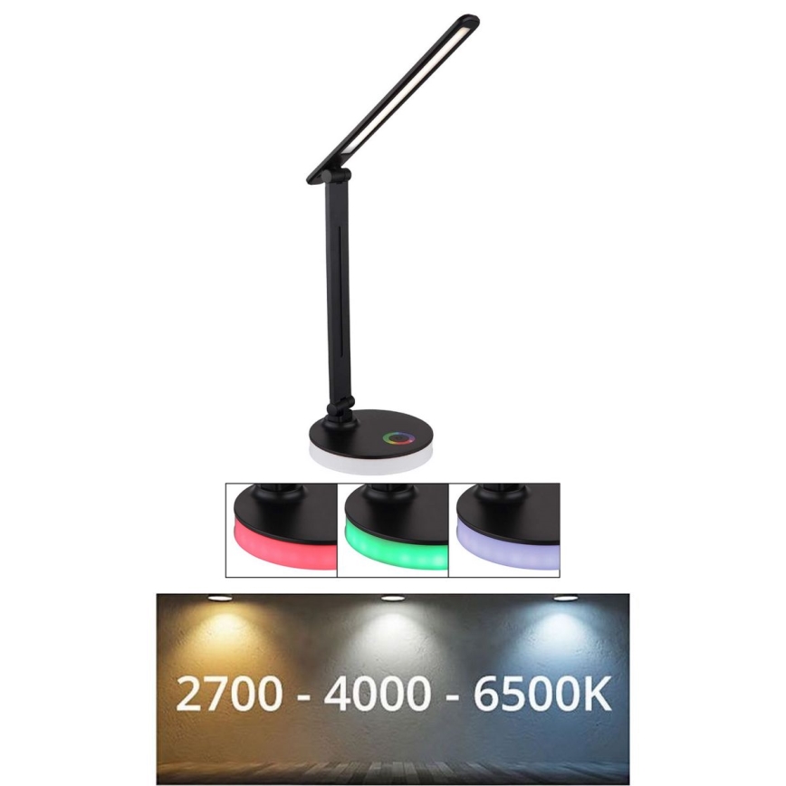 Globo - LED RGBW регулируема настолна лампа с докосване LED/5W/230V + LED/2W 2700K/4000K/6500K черна