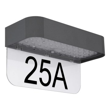 Globo - LED соларен номер за къща LED/6W/3,7V IP54 1800 mAh