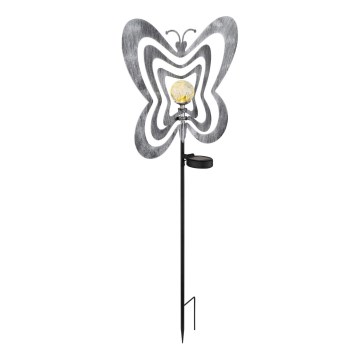 Globo - LED соларно осветително тяло LED/3V IP44 300 mAh сребърна пеперуда